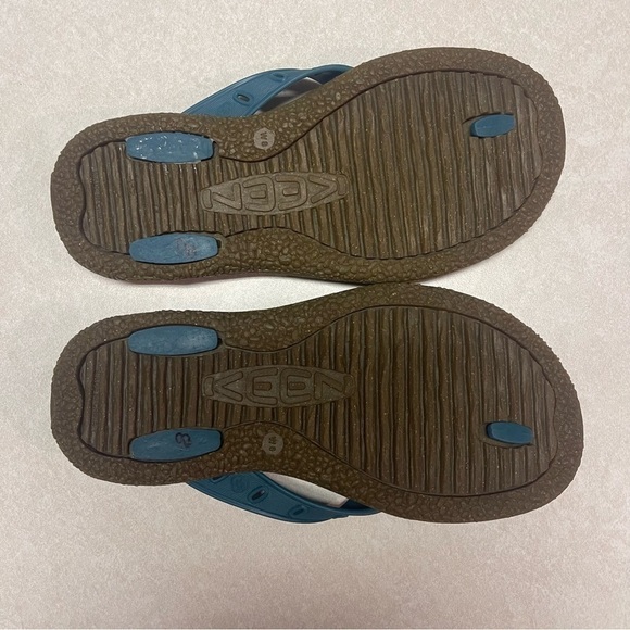 Keen Flip Flops Thongs Slip On Sandals Teal Blue Rubberized Soles Womens Size 8 - Picture 6 of 8